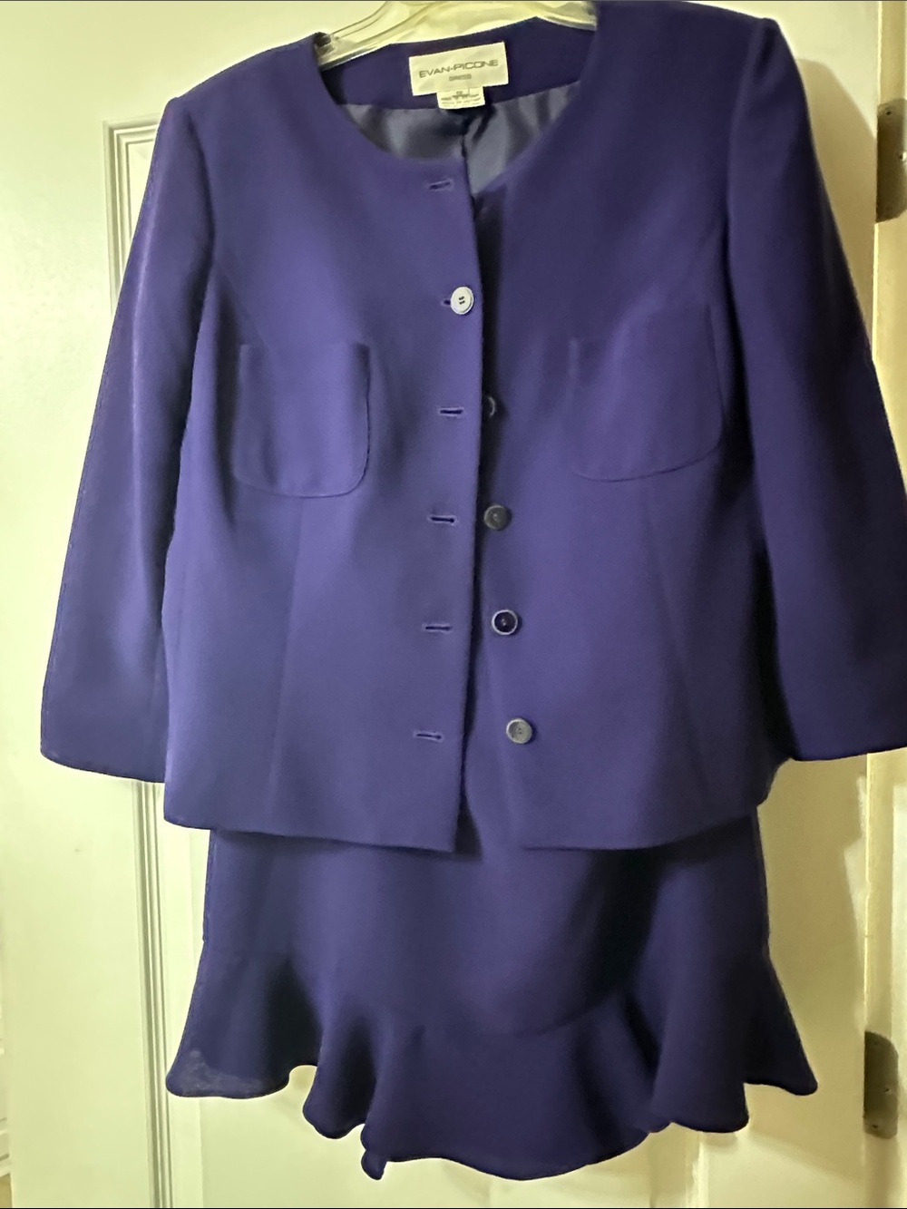 Evan Picone Deep Purple Two-Piece Blazer and Skirt Set